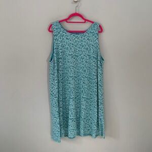 NEW Suzanne Betro Turquoise Blue Floral Lace Sleeveless Shift Dress 4X